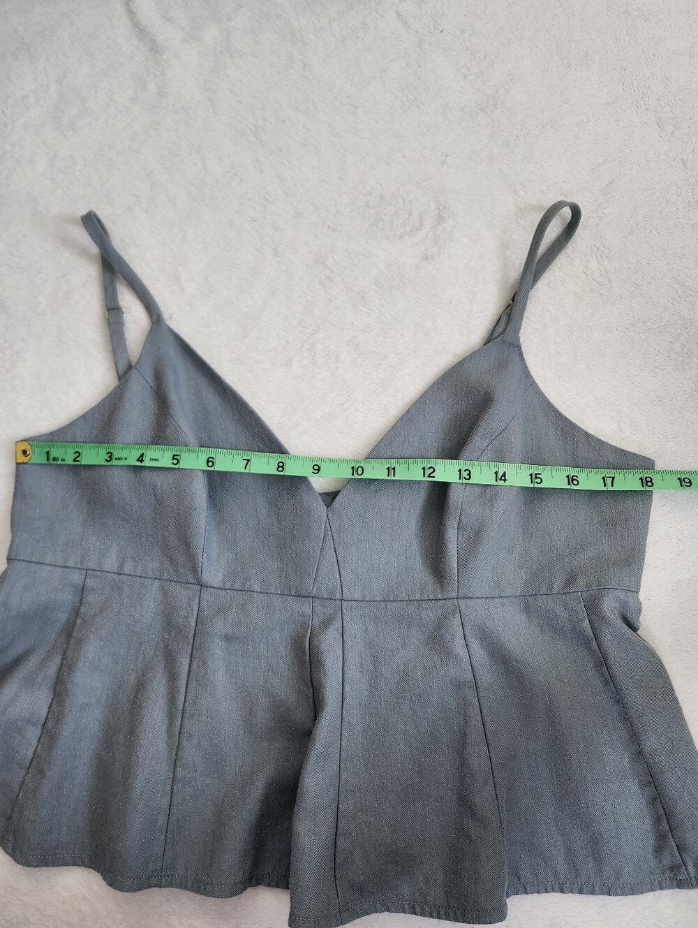 BCBGMAXAZRIA Women's Size Large Dusty Blue Peplum Cami Top - Picture 7 of 10